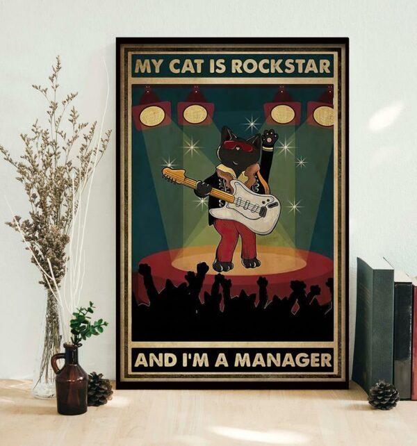 Black cat my cat is rockstar and i’m a manager poster