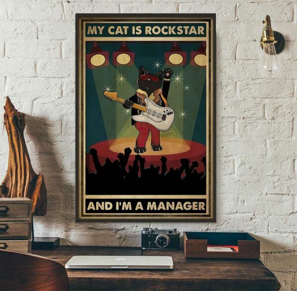 Black cat my cat is rockstar and i’m a manager poster