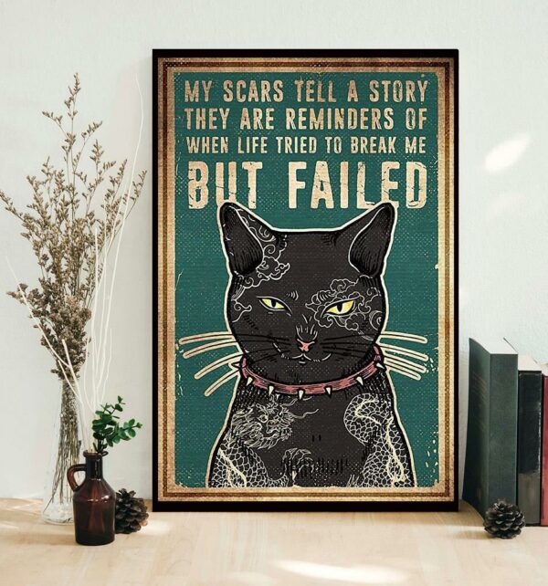 Black cat my scars tell a story poster