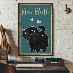 Black cat nice butt poster canvas 1