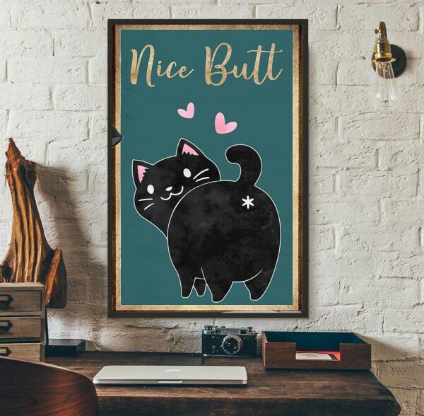 Black cat nice butt poster canvas