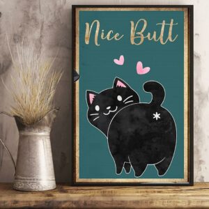 Black cat nice butt poster canvas 2