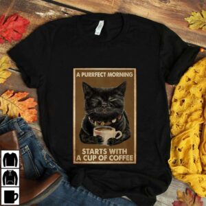 Black cat ppurrfect morning tarts with a cup of coffee poster canvas 2