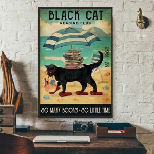 Black cat reading club so many books so little time poster 3