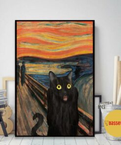 Black cat scream Starry Night poster canvas 1 Black cat scream Starry Night poster canvas 2