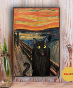 Black cat scream Starry Night poster canvas 4 Black cat scream Starry Night poster canvas 5