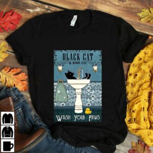 Black cat sink co wash your paws poster canvas 2