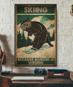 Black cat skiing because murder is wrong vintage poster 2 Black cat skiing because murder is wrong vintage poster 3
