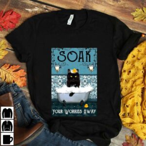 Black cat soak your worries away poster