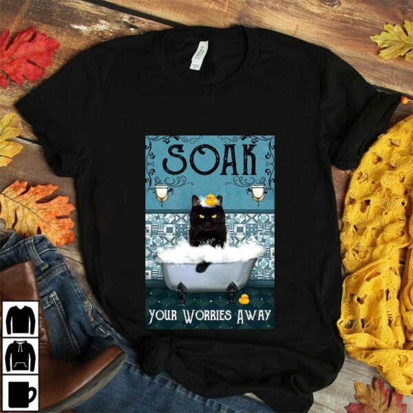 Black cat soak your worries away poster