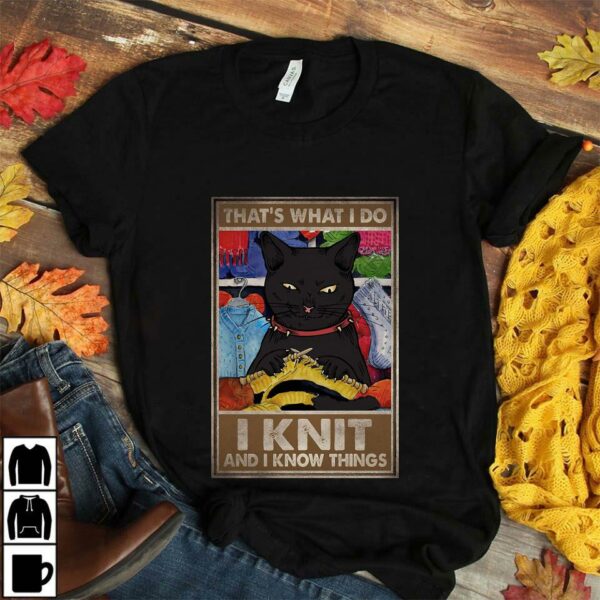 Black cat thats what I do I knit and I know things canvas