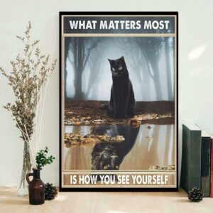 Black cat what matters most is how you see yourself poster canvas