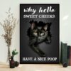 Black cat why hello sweet cheeks have nice poop canvas