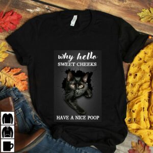 Black cat why hello sweet cheeks have nice poop canvas 2