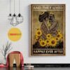 Black couple sunflower and she lived happily ever after vertical poster