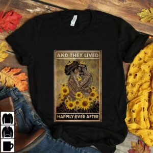 Black couple sunflower and she lived happily ever after vertical poster