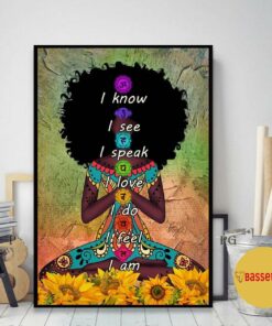 Black girl Yoga I know I see I speak I love I do I feel I am poster canvas 1 Black girl Yoga I know I see I speak I love I do I feel I am poster canvas 2
