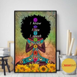 Black girl Yoga I know I see I speak I love I do I feel I am poster canvas 2