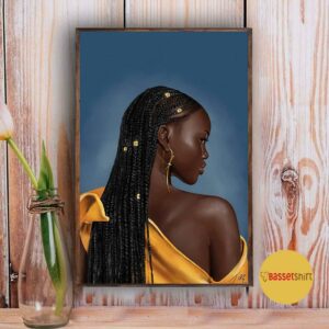 Black girl hair braid brown skin beautiful melanin poster canvas 3