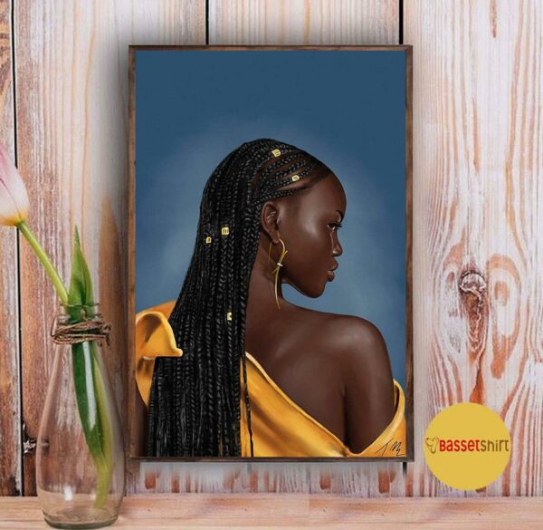 Black girl hair braid brown skin beautiful melanin poster canvas