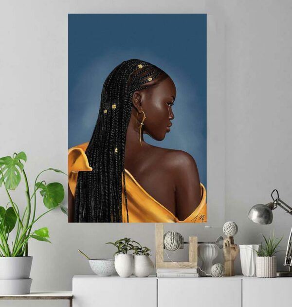 Black girl hair braid brown skin beautiful melanin poster canvas