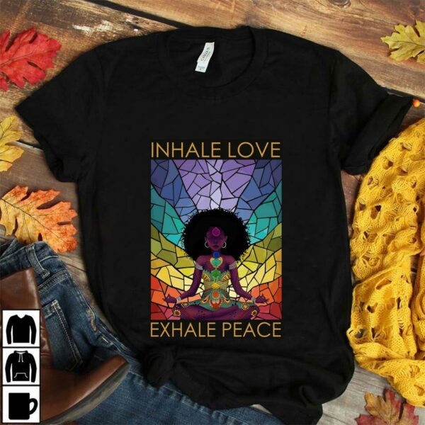 Black girl hippie inhale love exhale peace poster