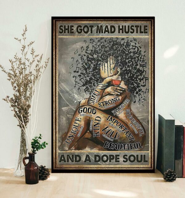 Black girl love music she got mad hustle and a dope soul poster canvas