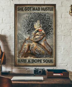 Black girl love music she got mad hustle and a dope soul poster canvas 3