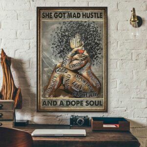 Black girl love music she got mad hustle and a dope soul poster canvas 3