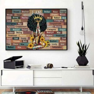 Black queen I am sunflower poster canvas 1