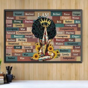 Black queen I am sunflower poster canvas