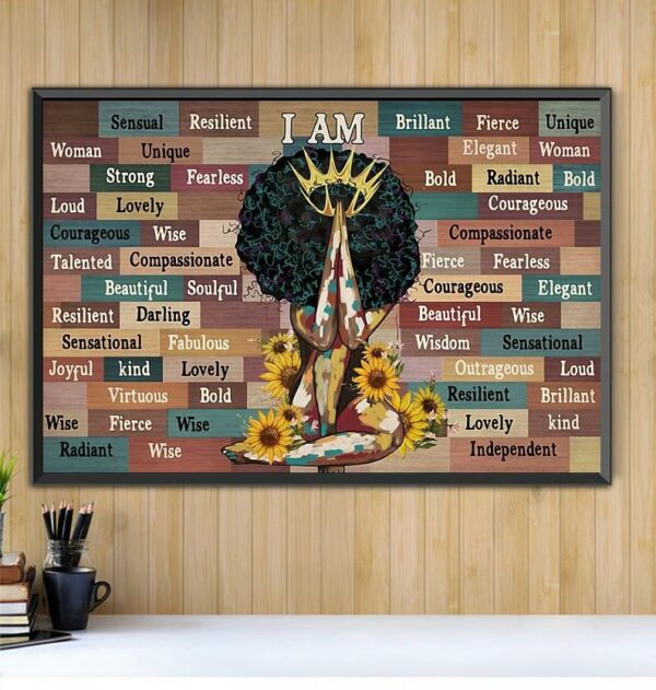 Black queen I am sunflower poster canvas