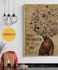 Black woman art easily distracted by music and wine print canvas 1