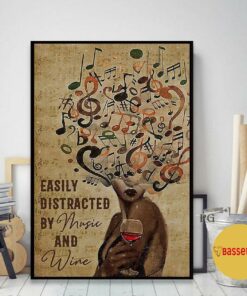 Black woman art easily distracted by music and wine print canvas 2