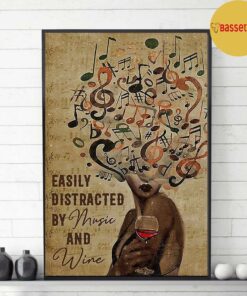 Black woman art easily distracted by music and wine print canvas 3