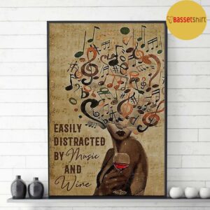 Black woman art easily distracted by music and wine print canvas 3