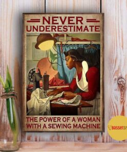 Black woman with a sewing machine vertical poster 3