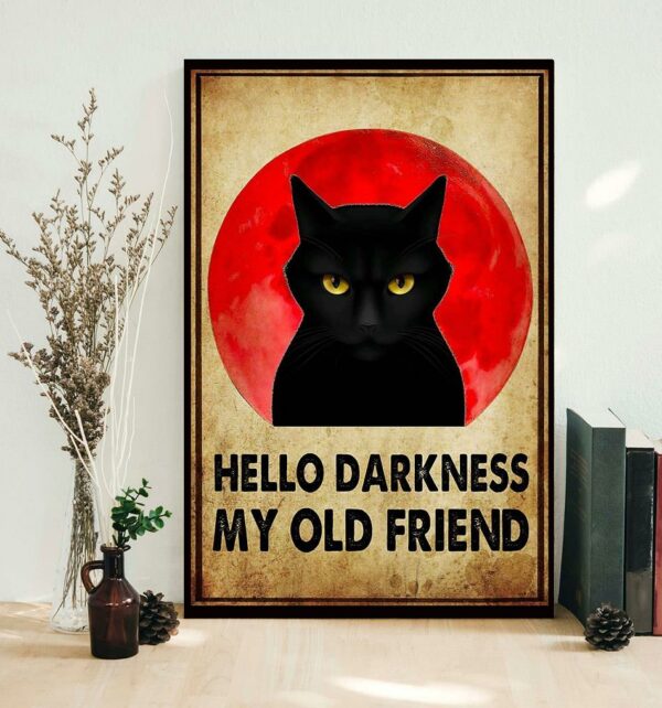 Bloodmoon cat hello darkness my old friend poster canvas