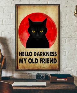 Bloodmoon cat hello darkness my old friend poster canvas 3