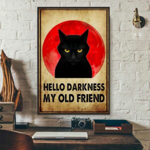 Bloodmoon cat hello darkness my old friend poster canvas 3