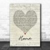 Blue October Home Script Heart Song Lyric Music Poster Canvas