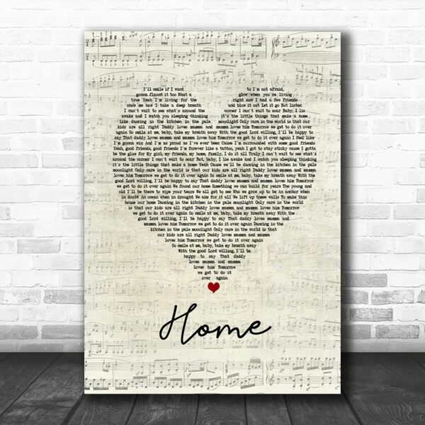 Blue October Home Script Heart Song Lyric Music Poster Canvas