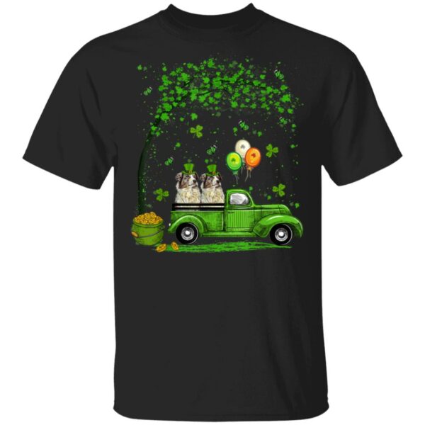 Blue Truck Pickup Australian shepherd St Patricks Day Irish T-Shirt, Long Sleeve, Tank Top