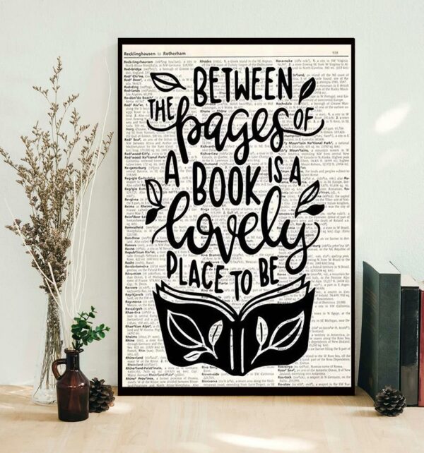 Book is a lovely place to be poster canvas