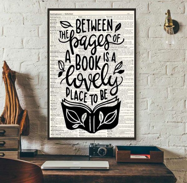 Book is a lovely place to be poster canvas