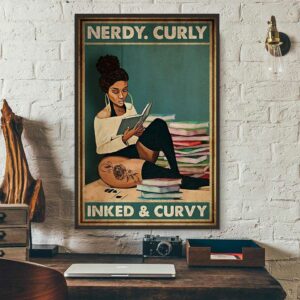 Book nerdy curly inked and curvy vertical poster