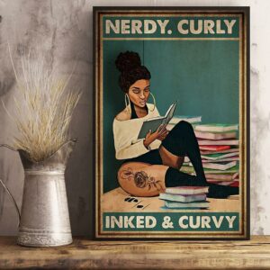 Book nerdy curly inked and curvy vertical poster