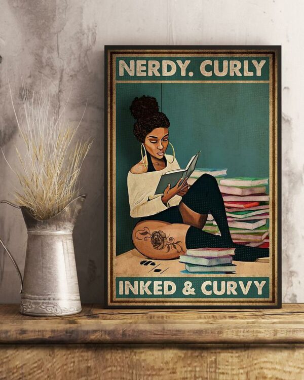 Book nerdy curly inked and curvy vertical poster