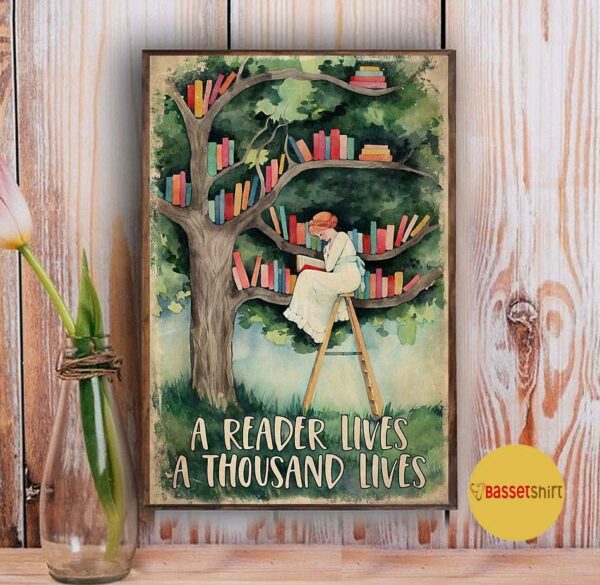 Book tree a reader lives thousand life poster