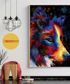 Border Collie colorful art poster canvas 1